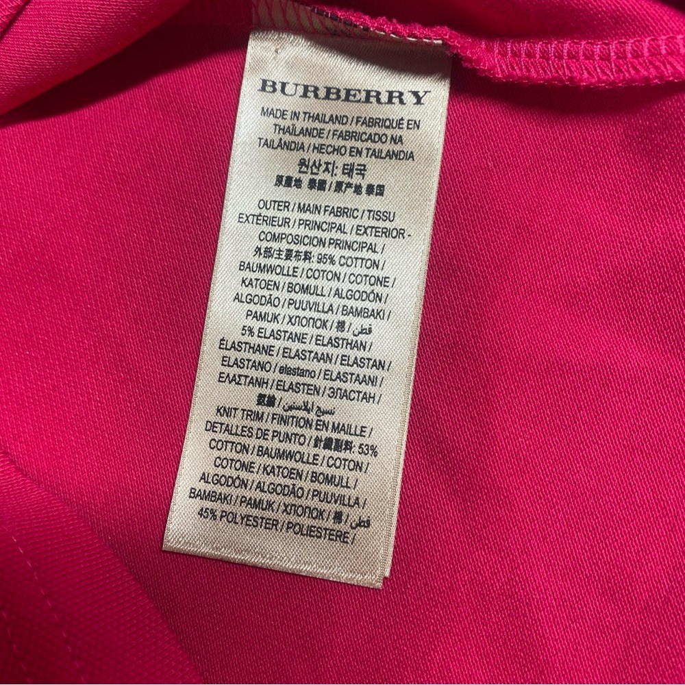 Burberry Women’s Small Pink Solid Pique Mesh Cotton Polo Shirt - Picture 9 of 10